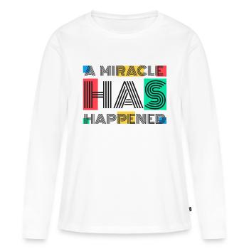 Un miracle s’est produit - T-shirt manches longues Premium bio Femme - blanc - Devant - Julia (174cm)