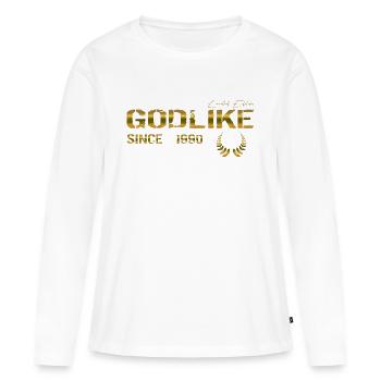 Divin depuis 1990 - T-shirt manches longues Premium bio Femme - blanc - Devant - Julia (174cm)