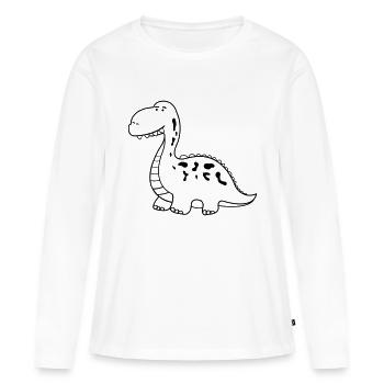 dino - Frauen Premium Bio Langarmshirt - Weiß - Vorne - Julia (174cm)