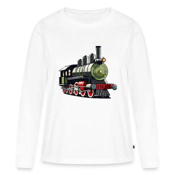 Locomotive à vapeur - T-shirt manches longues Premium bio Femme - blanc - Devant - Julia (174cm)