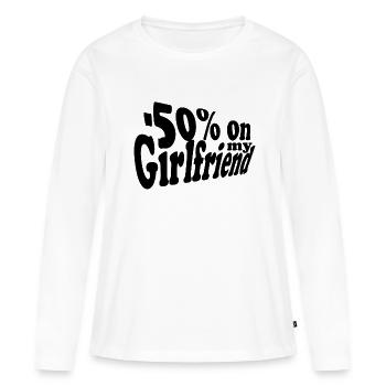 -50% on my Girlfriend - T-shirt manches longues Premium bio Femme - blanc - Devant - Julia (174cm)