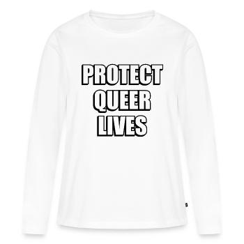 Protégez les vies queer - T-shirt manches longues Premium bio Femme - blanc - Devant - Julia (174cm)