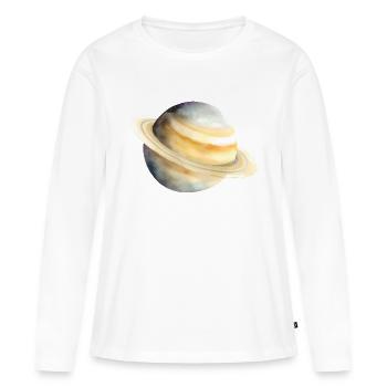 Saturne - T-shirt manches longues Premium bio Femme - blanc - Devant - Julia (174cm)