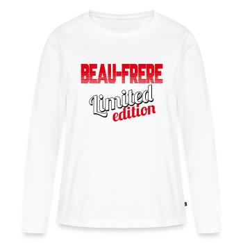 BEAU FRÈRE LIMITIERTE EDITION - Frauen Premium Bio Langarmshirt - Weiß - Vorne - Julia (174cm)
