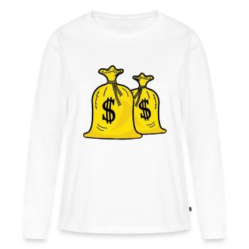 geldsäcke - Frauen Premium Bio Langarmshirt - Weiß - Vorne - Julia (174cm)