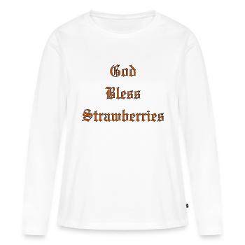 Bénédiction divineFraises - T-shirt manches longues Premium bio Femme - blanc - Devant - Julia (174cm)