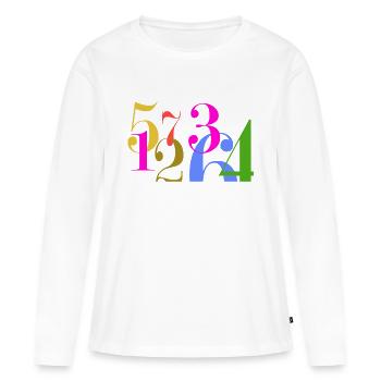 Piles de chiffres - T-shirt manches longues Premium bio Femme - blanc - Devant - Julia (174cm)