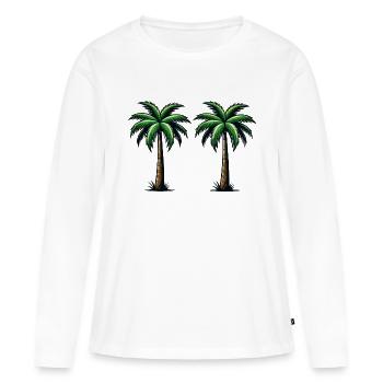 Palmiers - T-shirt manches longues Premium bio Femme - blanc - Devant - Julia (174cm)