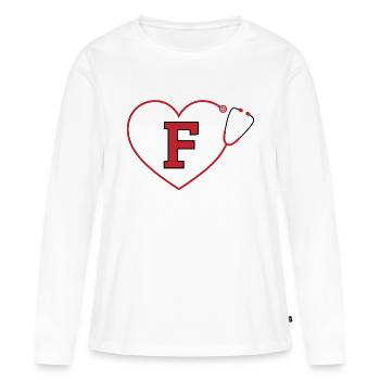 Lettre f stéthoscope - T-shirt manches longues Premium bio Femme - blanc - Devant - Julia (174cm)