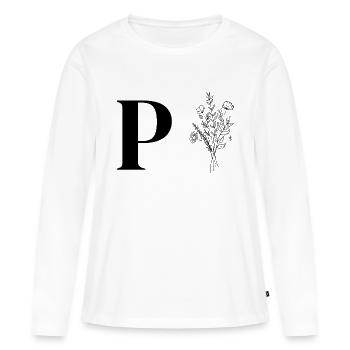 Minimalistische Blumen - Frauen Premium Bio Langarmshirt - Weiß - Vorne - Julia (174cm)