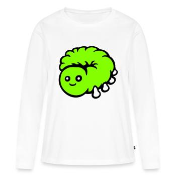 Chenille mignonne petite larve amicale ver heureux - T-shirt manches longues Premium bio Femme - blanc - Devant - Julia (174cm)