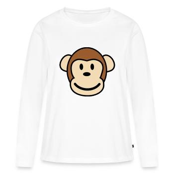 Happy Monkey Glücklicher Affe - Women's Premium Organic Long Sleeve Shirt - white - Front - Julia (174cm)