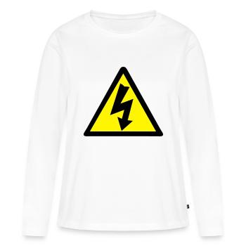 Strom Warnung - Frauen Premium Bio Langarmshirt - Weiß - Vorne - Julia (174cm)