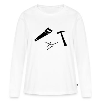 outils - T-shirt manches longues Premium bio Femme - blanc - Devant - Julia (174cm)