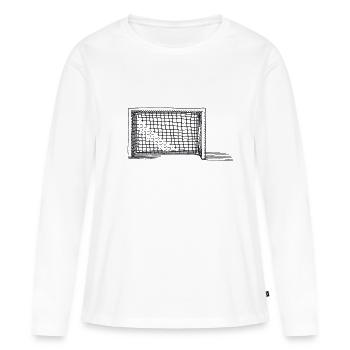 Fußball Tor Netz - Frauen Premium Bio Langarmshirt - Weiß - Vorne - Julia (174cm)