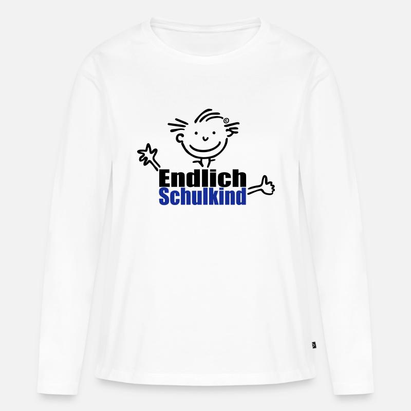Junge: Endlich Schulkind - Frauen Premium Bio Langarmshirt - Weiß