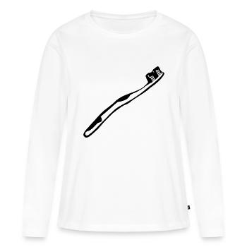 Brosse à dents - dent - T-shirt manches longues Premium bio Femme - blanc - Devant - Julia (174cm)