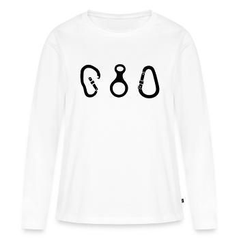Karabiner und Abseilacht - Frauen Premium Bio Langarmshirt - Weiß - Vorne - Julia (174cm)