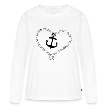 Anker Shirt mit Herz aus Seil - Frauen Premium Bio Langarmshirt - Weiß - Vorne - Julia (174cm)