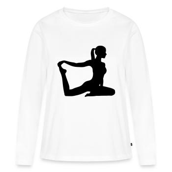 Fitness Pilates Aerobic - T-shirt manches longues Premium bio Femme - blanc - Devant - Julia (174cm)