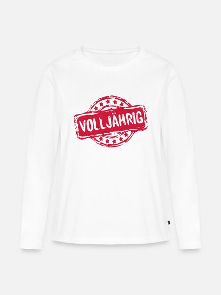 Stempel VOLLJÄHRIG - Frauen Premium Bio Langarmshirt - Weiß
