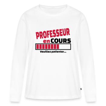 professeur en cours - T-shirt manches longues Premium bio Femme - blanc - Devant - Julia (174cm)