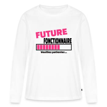 future fonctionnaire - T-shirt manches longues Premium bio Femme - blanc - Devant - Julia (174cm)