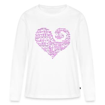 seize douce - coeur - T-shirt manches longues Premium bio Femme - blanc - Devant - Julia (174cm)