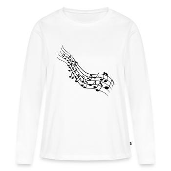 Notes de musique - T-shirt manches longues Premium bio Femme - blanc - Devant - Julia (174cm)