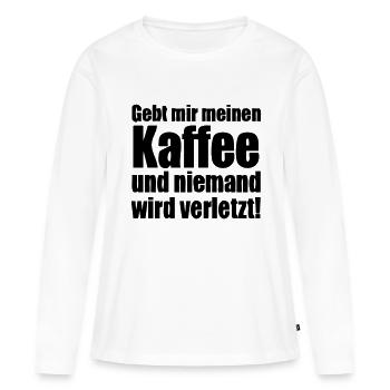 Donnez-moi mon café ...! - T-shirt manches longues Premium bio Femme - blanc - Devant - Julia (174cm)