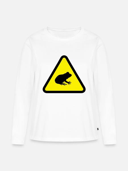 Attention Frog - Frauen Premium Bio Langarmshirt - Weiß
