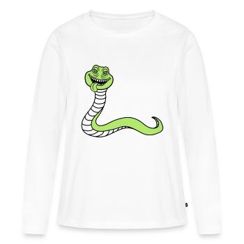 schlange gesicht kopf monster boese gefaehrlich la - Frauen Premium Bio Langarmshirt - Weiß - Vorne - Julia (174cm)