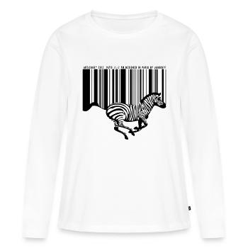 ZEBRE CODE BARRE - T-shirt manches longues Premium bio Femme - blanc - Devant - Julia (174cm)