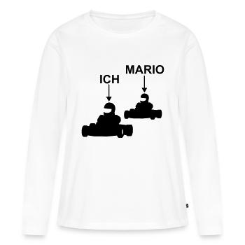 Je vais kart mario - T-shirt manches longues Premium bio Femme - blanc - Devant - Julia (174cm)