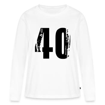 40 - Nummer - Frauen Premium Bio Langarmshirt - Weiß - Vorne - Julia (174cm)