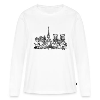 Paris Panorama - Frauen Premium Bio Langarmshirt - Weiß - Vorne - Julia (174cm)