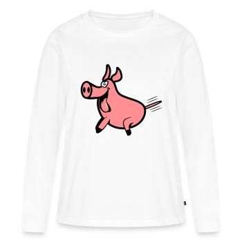 Plaisir de porc - T-shirt manches longues Premium bio Femme - blanc - Devant - Julia (174cm)