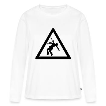 elektriker blitzschlag signalisiert gefahr - Frauen Premium Bio Langarmshirt - Weiß - Vorne - Julia (174cm)