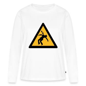 elektriker blitzschlag signalisiert gefahr - Frauen Premium Bio Langarmshirt - Weiß - Vorne - Julia (174cm)