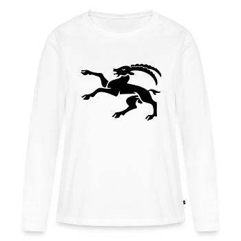 dessin bouquetin Canton des Grisons suisse - T-shirt manches longues Premium bio Femme - blanc - Devant - Julia (174cm)
