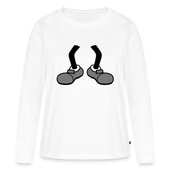 2 beine ohne koerper comic cartoon fuss schuh desi - Frauen Premium Bio Langarmshirt - Weiß - Vorne - Julia (174cm)