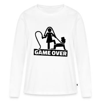 Game over - T-shirt manches longues Premium bio Femme - blanc - Devant - Julia (174cm)