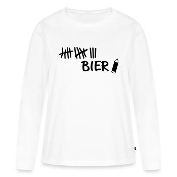 Striche - Bier Stift - Frauen Premium Bio Langarmshirt - Weiß - Vorne - Julia (174cm)