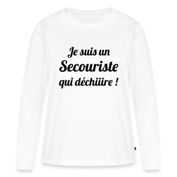 Secourisme / Secouriste / Secours / Secourir - T-shirt manches longues Premium bio Femme - blanc - Devant - Julia (174cm)