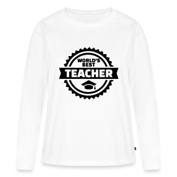 Prof - T-shirt manches longues Premium bio Femme - blanc - Devant - Julia (174cm)