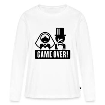 Game Over! (Fiancé / Marié / Mariage / Pansement) - T-shirt manches longues Premium bio Femme - blanc - Devant - Julia (174cm)