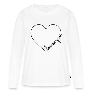 Je t'aime coeur aime ta ligne de coeur - T-shirt manches longues Premium bio Femme - blanc - Devant - Julia (174cm)