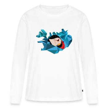 Islandkarte - Puffin - Landkarte - geometrisch - Frauen Premium Bio Langarmshirt - Weiß - Vorne - Julia (174cm)