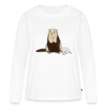 Chiot furet - T-shirt manches longues Premium bio Femme - blanc - Devant - Julia (174cm)