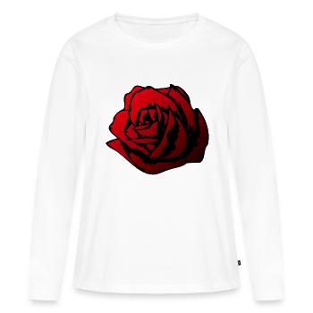 rose fleur - T-shirt manches longues Premium bio Femme - blanc - Devant - Julia (174cm)